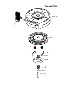 Starter 590702 parts for Craftsman Lawn & Garden Engine 143996502 from AppliancePartsPros.com