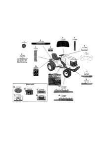 Decals parts for Cub Cadet Front-Engine Lawn Tractor 14AK13BK056 from AppliancePartsPros.com