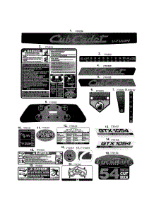 Decals parts for Cub Cadet Front-Engine Lawn Tractor 14AK94AK010 from AppliancePartsPros.com