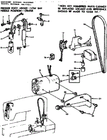 Motor Assembly parts for Kenmore Sewing Machine 158.13511 (15813511, 158 13511) from AppliancePartsPros.com