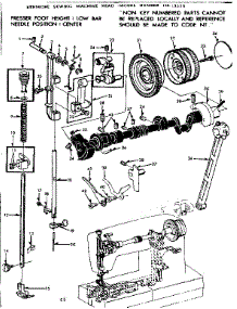 Presser Bar Assembly parts for Kenmore Mechanical Sewing Machine 158.13520 (15813520, 158 13520) from AppliancePartsPros.com