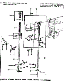 Presser Bar Assembly parts for Kenmore Mechanical Sewing Machine 158.1786080 (1581786080, 158 1786080) from AppliancePartsPros.com