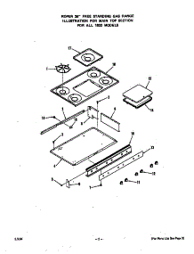 Main Top parts for Roper Gas Range 1633*2A from AppliancePartsPros.com