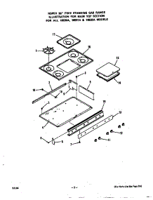 Main Top parts for Roper Gas Range 1653*2A from AppliancePartsPros.com