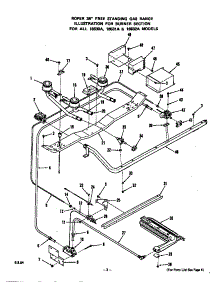 Burner parts for Roper Gas Range 1653*2A from AppliancePartsPros.com