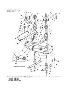 Housing / Arbors / Blades parts for Simplicity Mower Attachment 1693078 from AppliancePartsPros.com