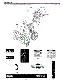 Decals parts for Briggs & Stratton Gas Snowblower 1696614-04 from AppliancePartsPros.com