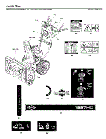 Decals parts for Briggs & Stratton Gas Snowblower 1696619-04 from AppliancePartsPros.com