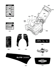 Decals parts for Briggs & Stratton Gas Snowblower 1696950-00 from AppliancePartsPros.com