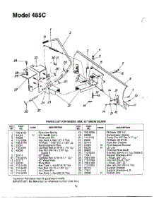 42` Snow Blade parts for Mtd Gas Snowblower 190-485C000 from AppliancePartsPros.com