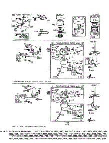 Carburetor / Note 2 parts for Briggs & Stratton Lawn & Garden Engine 190400 TO 190499 (1515-1582) from AppliancePartsPros.com