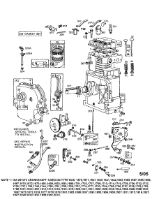 Cylinder / Crankshaft / Note 1 parts for Briggs & Stratton Lawn & Garden Engine 190400 TO 190499 (1610-1952) from AppliancePartsPros.com