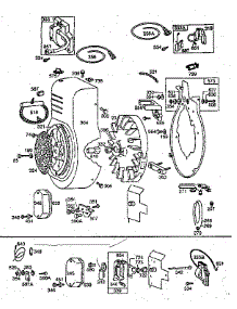 Flywheel Assembly And Blower Housing parts for Briggs & Stratton Lawn & Garden Engine 195400 TO 195499 (0010 - 0080) from AppliancePartsPros.com