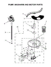 Pump, Washarm And Motor Parts parts for Kenmore Dishwasher 221.2413N414 (2212413N414, 221 2413N414) from AppliancePartsPros.com