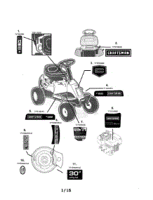 Decals parts for Craftsman Rear-Engine Riding Mower 247203691 from AppliancePartsPros.com