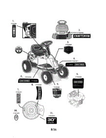 Decals parts for Craftsman Rear-Engine Riding Mower 247203694 from AppliancePartsPros.com