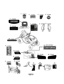 Decals parts for Craftsman Front-Engine Lawn Tractor 247288811 from AppliancePartsPros.com