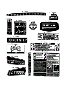 Decals parts for Craftsman Front-Engine Lawn Tractor 247289840 from AppliancePartsPros.com