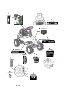 Decals parts for Craftsman Rear-Engine Riding Mower 247290000 from AppliancePartsPros.com
