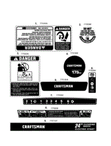 Decals parts for Craftsman Gas Snowblower 247889570 from AppliancePartsPros.com