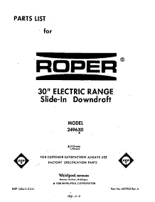 Front Cover parts for Roper Electric Range 2496*0A from AppliancePartsPros.com