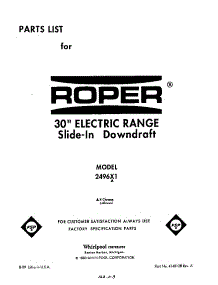 Front Cover parts for Roper Electric Range 2496*1 from AppliancePartsPros.com