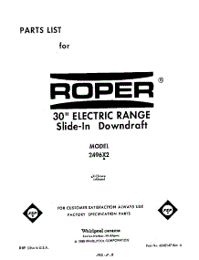 Front Cover parts for Roper Electric Range 2496*2 from AppliancePartsPros.com