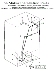 Ice Maker Installation parts for Kenmore Refrigerator 253.8589121 (2538589121, 253 8589121) from AppliancePartsPros.com