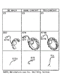 Stator Chart parts for Briggs & Stratton Lawn & Garden Engine 256700 TO 256799 (0016 - 0016) from AppliancePartsPros.com