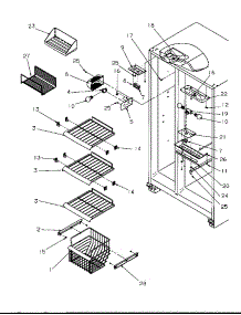 Freezer Shelving And Refrigerator Light parts for Amana Side-By-Side Refrigerator 2599W-P1190419WW from AppliancePartsPros.com