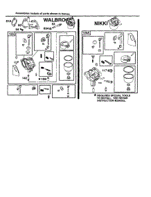 Carburetor parts for Briggs & Stratton Lawn & Garden Engine 28B700 TO 28B799 (1151-1155) from AppliancePartsPros.com