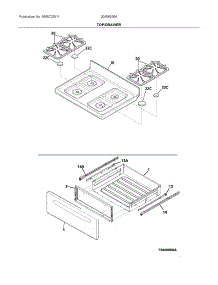 Top / Drawer parts for Ikea Gas Range 30458356A from AppliancePartsPros.com