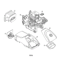 Muffler / Short Block / Cylinder Cover parts for Craftsman Gas Chainsaw 316380160 from AppliancePartsPros.com