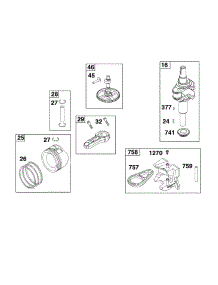 Crankshaft parts for Briggs & Stratton Lawn & Garden Engine 31R907-0062-G1 from AppliancePartsPros.com