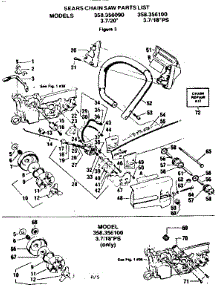 Handle / Chain And Guide Bar  Assembly parts for Craftsman Gas Chainsaw 358356090 from AppliancePartsPros.com
