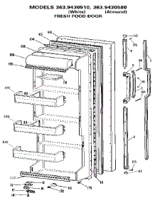 Fresh Food Door parts for Kenmore Refrigerator 363.9430580 (3639430580, 363 9430580) from AppliancePartsPros.com