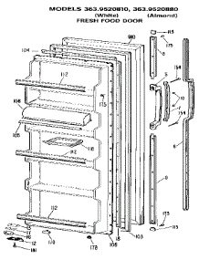 Fresh Food Door parts for Kenmore Refrigerator 363.9520810 (3639520810, 363 9520810) from AppliancePartsPros.com