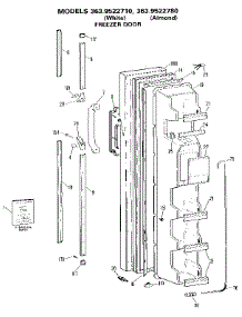 Freezer Door parts for Kenmore Refrigerator 363.9522710 (3639522710, 363 9522710) from AppliancePartsPros.com