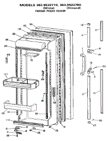 Fresh Food Door parts for Kenmore Refrigerator 363.9522710 (3639522710, 363 9522710) from AppliancePartsPros.com