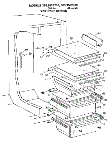 Fresh Food Shelves parts for Kenmore Refrigerator 363.9522710 (3639522710, 363 9522710) from AppliancePartsPros.com