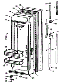 Fresh Food Door parts for Kenmore Refrigerator 363.9534711 (3639534711, 363 9534711) from AppliancePartsPros.com