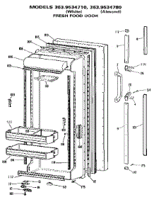 Fresh Food Door parts for Kenmore Refrigerator 363.9534780 (3639534780, 363 9534780) from AppliancePartsPros.com