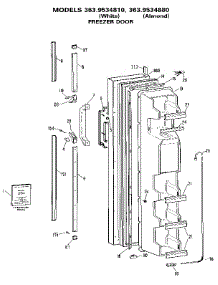 Freezer Door parts for Kenmore Refrigerator 363.9534880 (3639534880, 363 9534880) from AppliancePartsPros.com