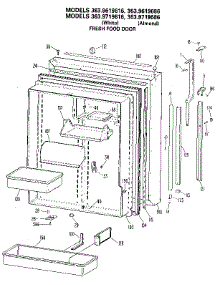 Fresh Food Door parts for Kenmore Refrigerator 363.9619686 (3639619686, 363 9619686) from AppliancePartsPros.com