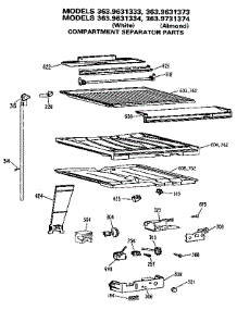 Compartment Separator parts for Kenmore Refrigerator 363.9631373 (3639631373, 363 9631373) from AppliancePartsPros.com