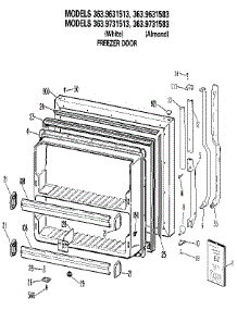 Freezer Door parts for Kenmore Refrigerator 363.9631583 (3639631583, 363 9631583) from AppliancePartsPros.com