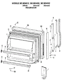 Freezer Door parts for Kenmore Refrigerator 363.9634212 (3639634212, 363 9634212) from AppliancePartsPros.com