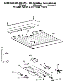 Freezer Floor & Control parts for Kenmore Refrigerator 363.9634214 (3639634214, 363 9634214) from AppliancePartsPros.com