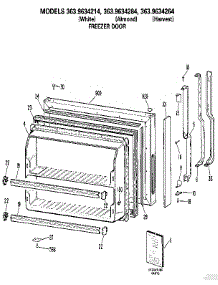 Freezer Door parts for Kenmore Refrigerator 363.9634264 (3639634264, 363 9634264) from AppliancePartsPros.com