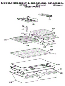 Shelf parts for Kenmore Refrigerator 363.9634264 (3639634264, 363 9634264) from AppliancePartsPros.com